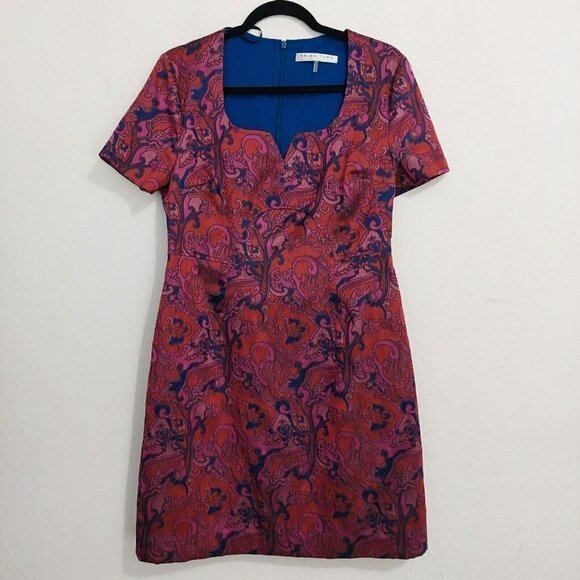Trina Turk Multicolor Leigh Paisley Sweetheart Neckline Sheath Dress Size 10 - Picture 2 of 11